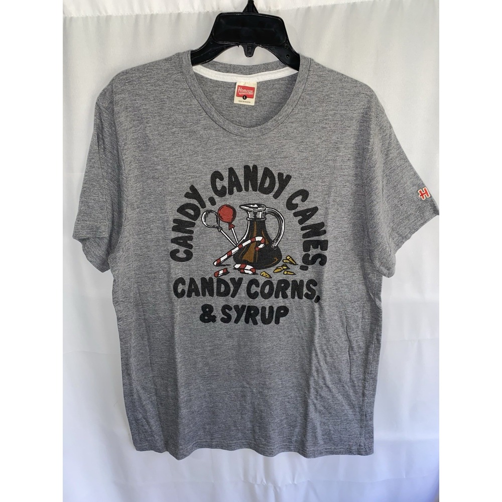 Homage Elf Candy Canes Corn & Syrup Christmas Movie T Shirt Large